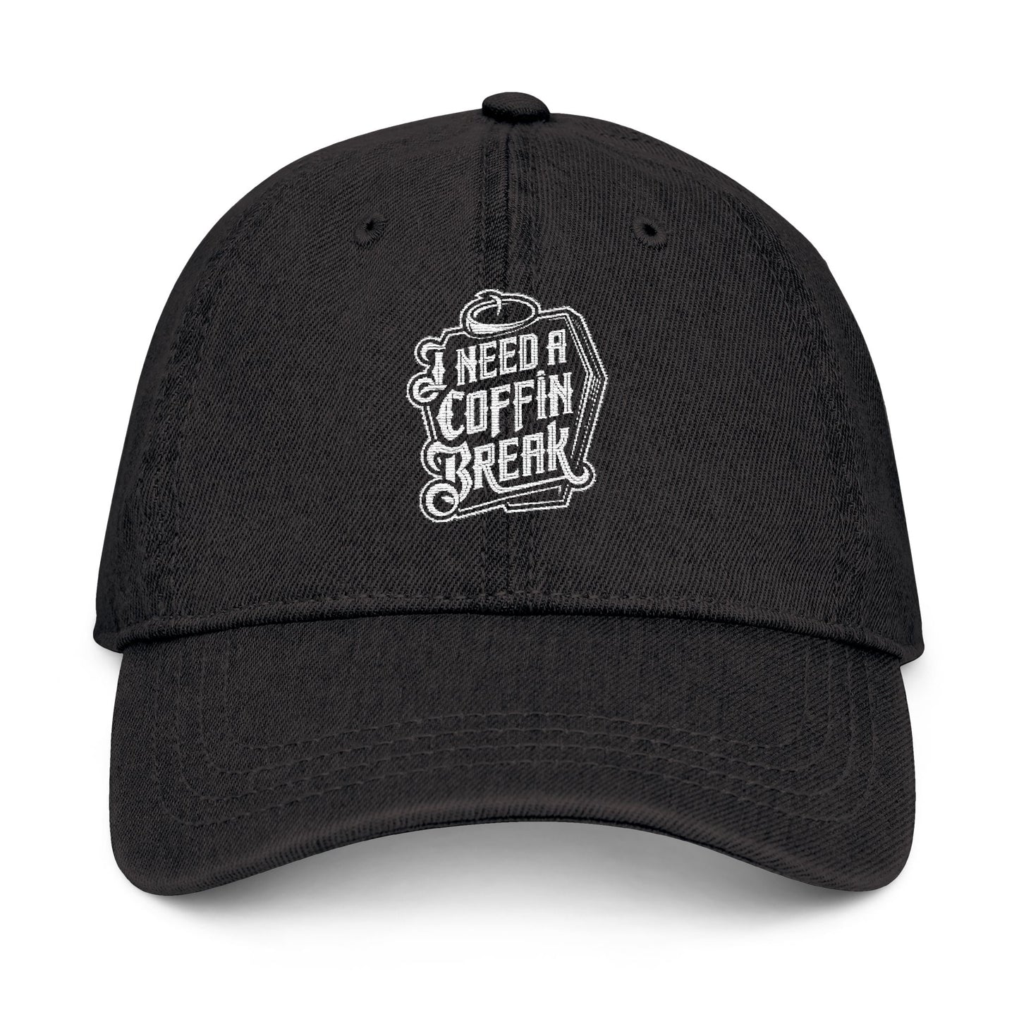 Need a Coffin Break Embroidered Denim Hat - Fun & Edgy Cap for Casual Style