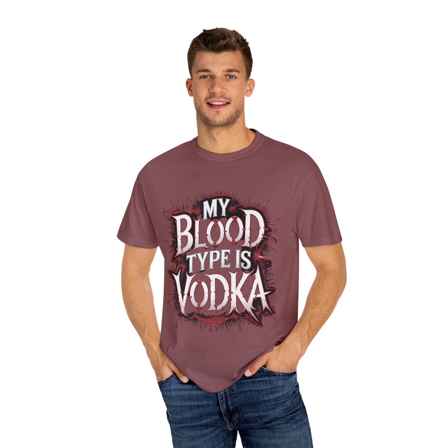 My Blood Type is Vodka Unisex Garment-Dyed T-Shirt | Fun Party Apparel