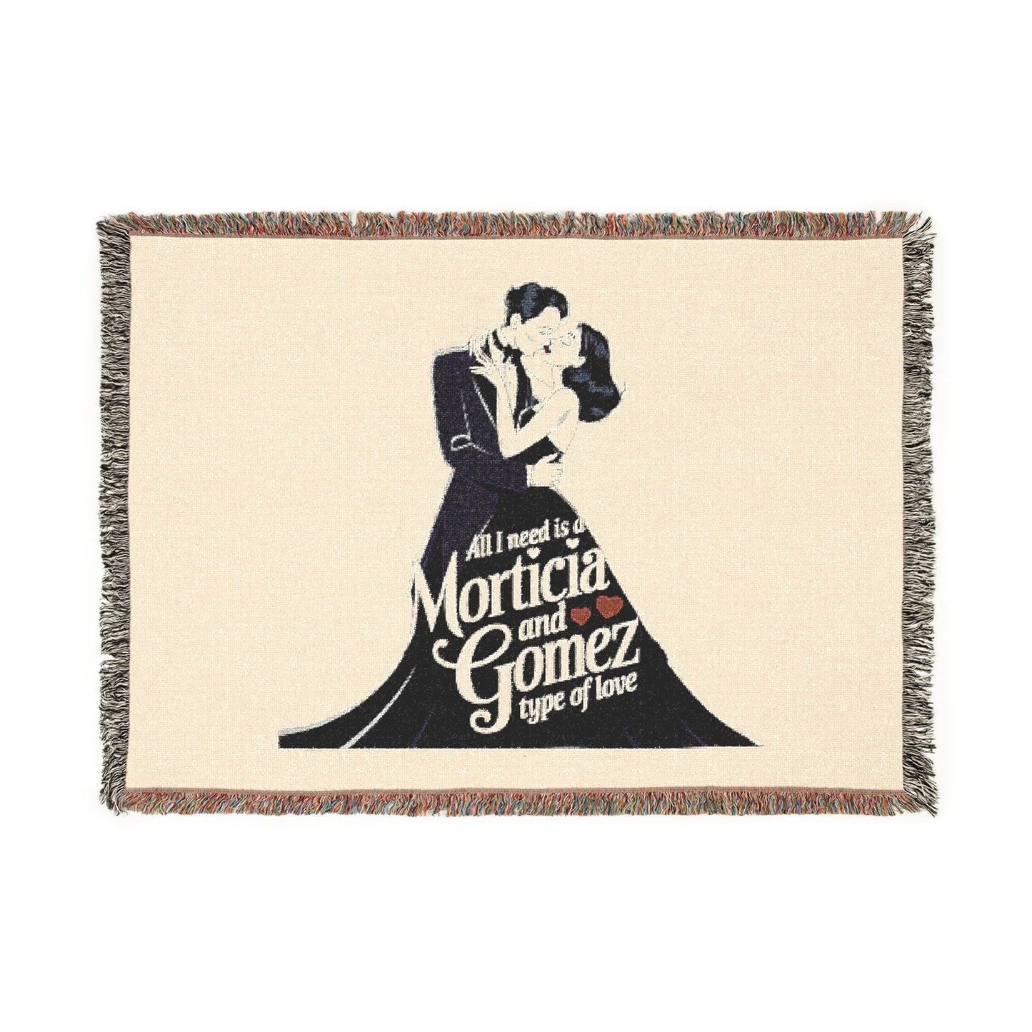 Morticia and Gomez Love Woven Blanket - Cozy Throw for Romantic Nights