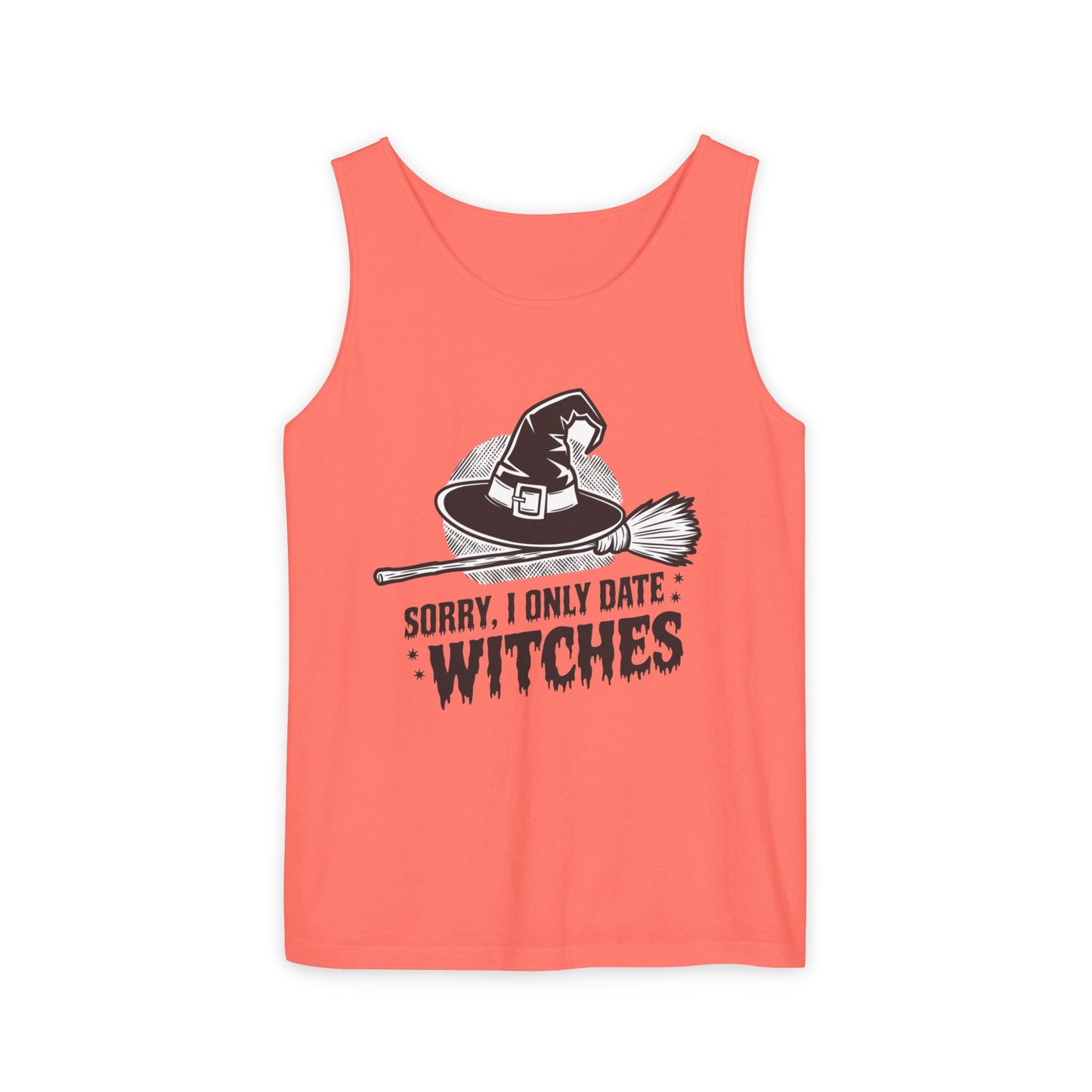 Funny Witches Date Tank Top - Unisex Garment-Dyed Tee for Halloween