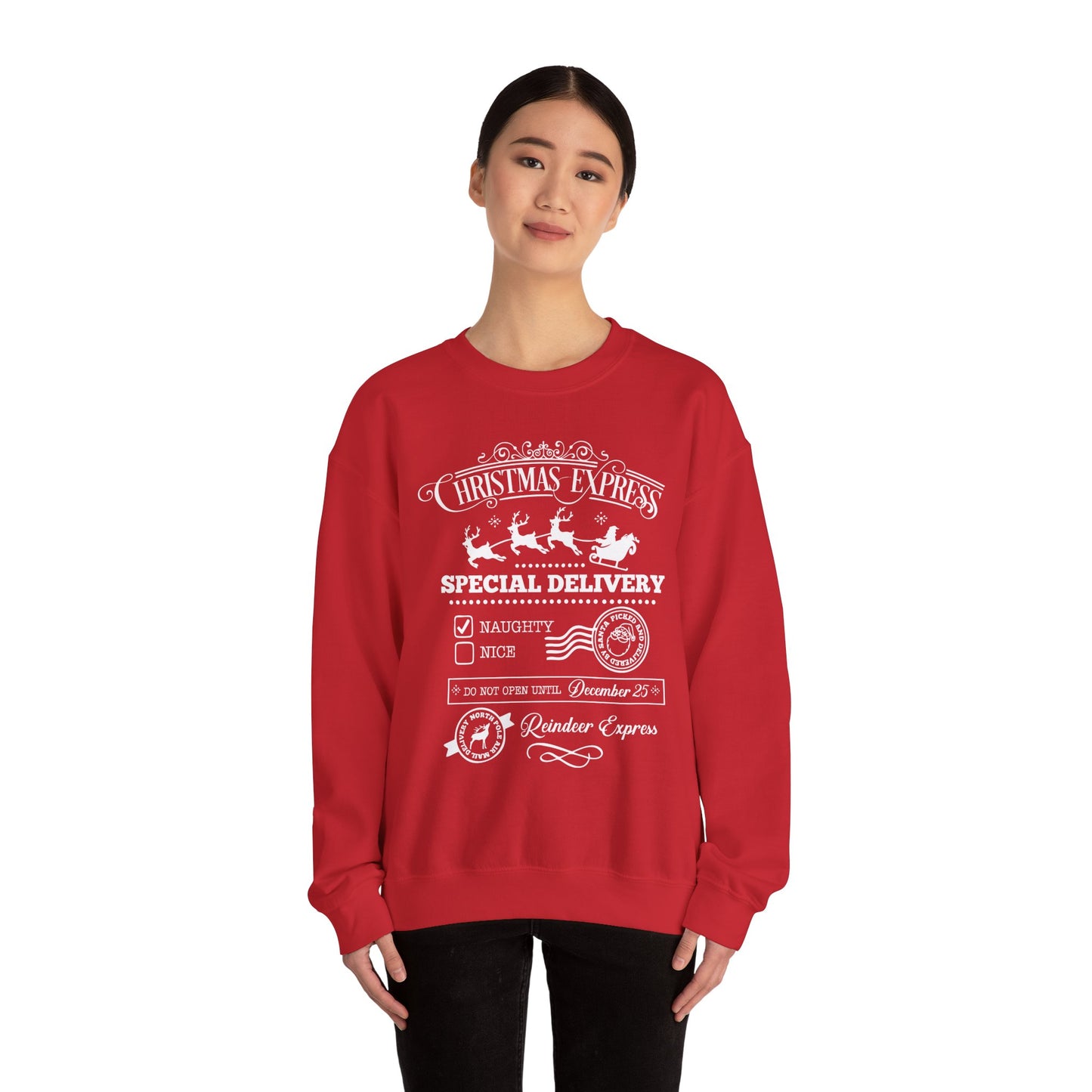 Naughty's Express Sweatshirt - Funny Santa Beard Holiday Crewneck