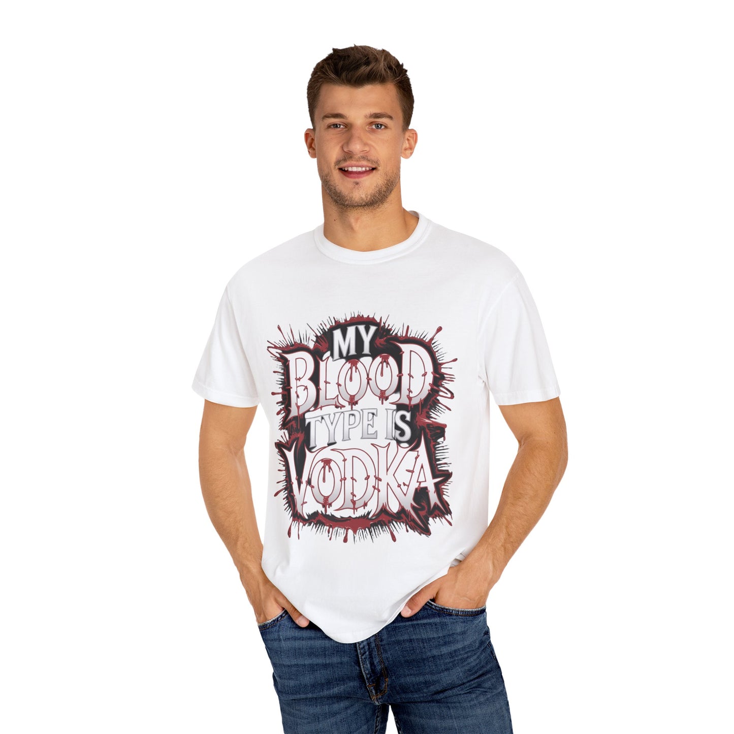 My Blood Type is Vodka Unisex Garment-Dyed T-Shirt | Fun Party Apparel