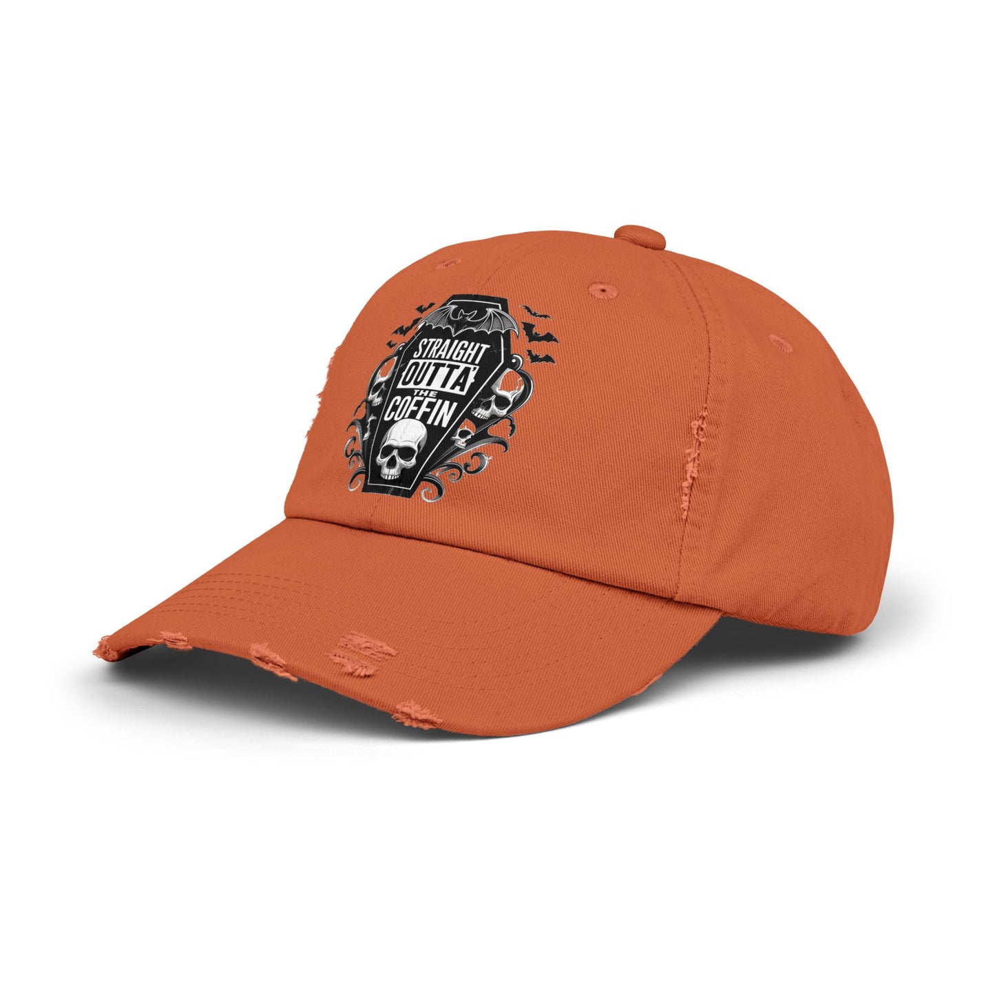 Straight Outta Coffin Distressed Cap - Unisex Skull Hat