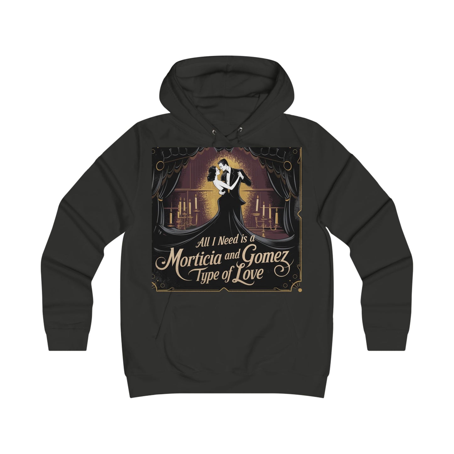 Morticia and Gomez Love Hoodie | Perfect for Halloween & Romance Lovers