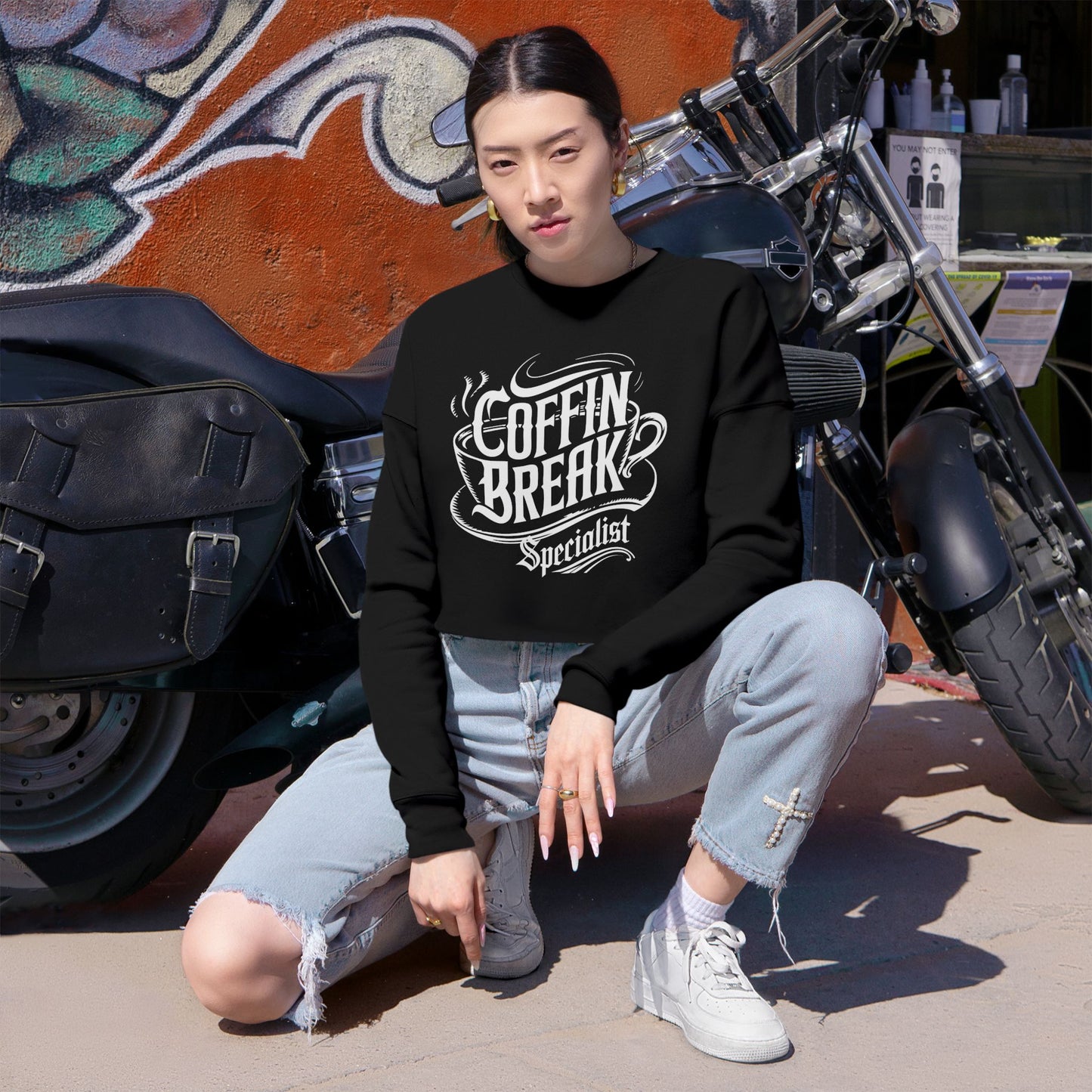 Coffin Break Cropped Sweatshirt for Trendy Women