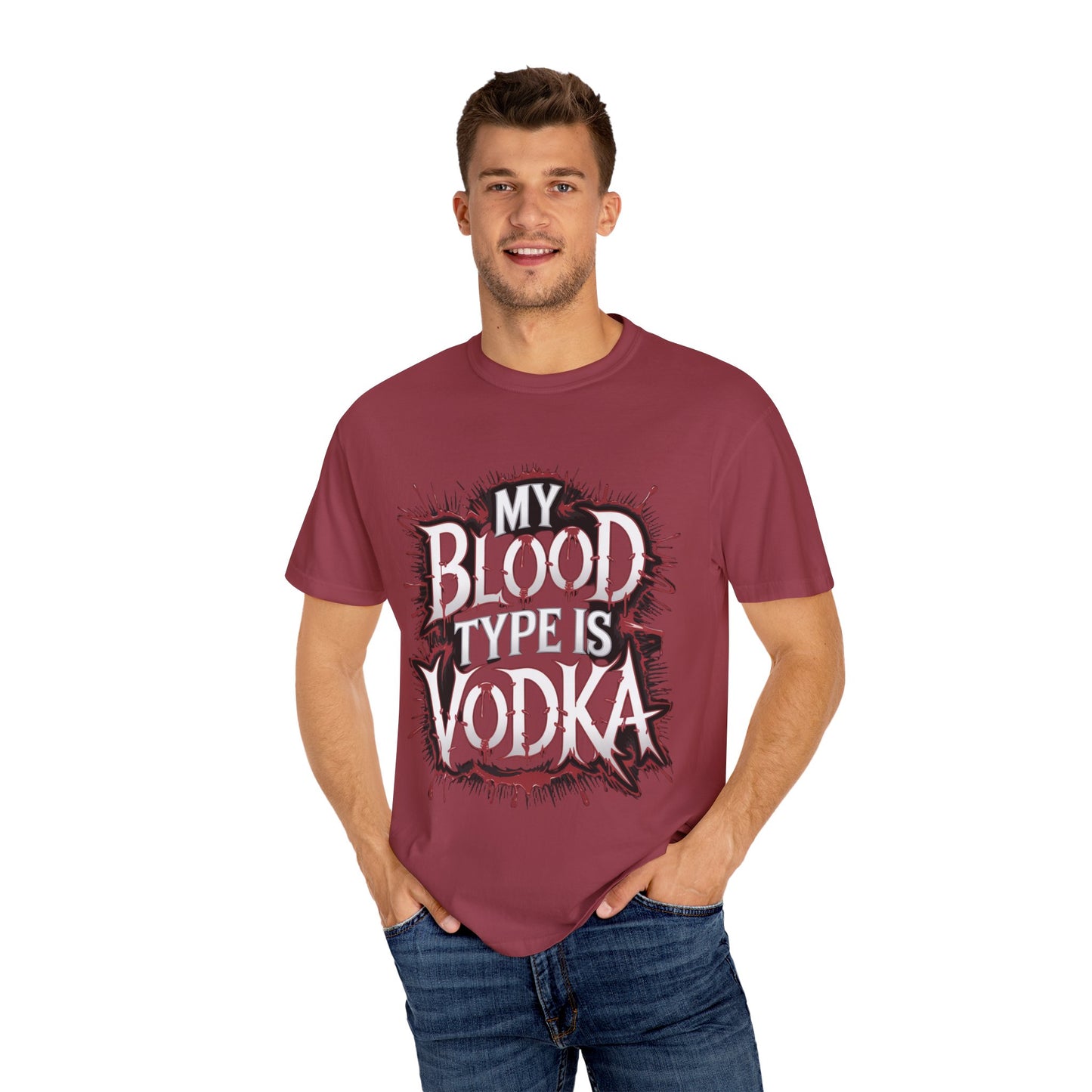 My Blood Type is Vodka Unisex Garment-Dyed T-Shirt | Fun Party Apparel