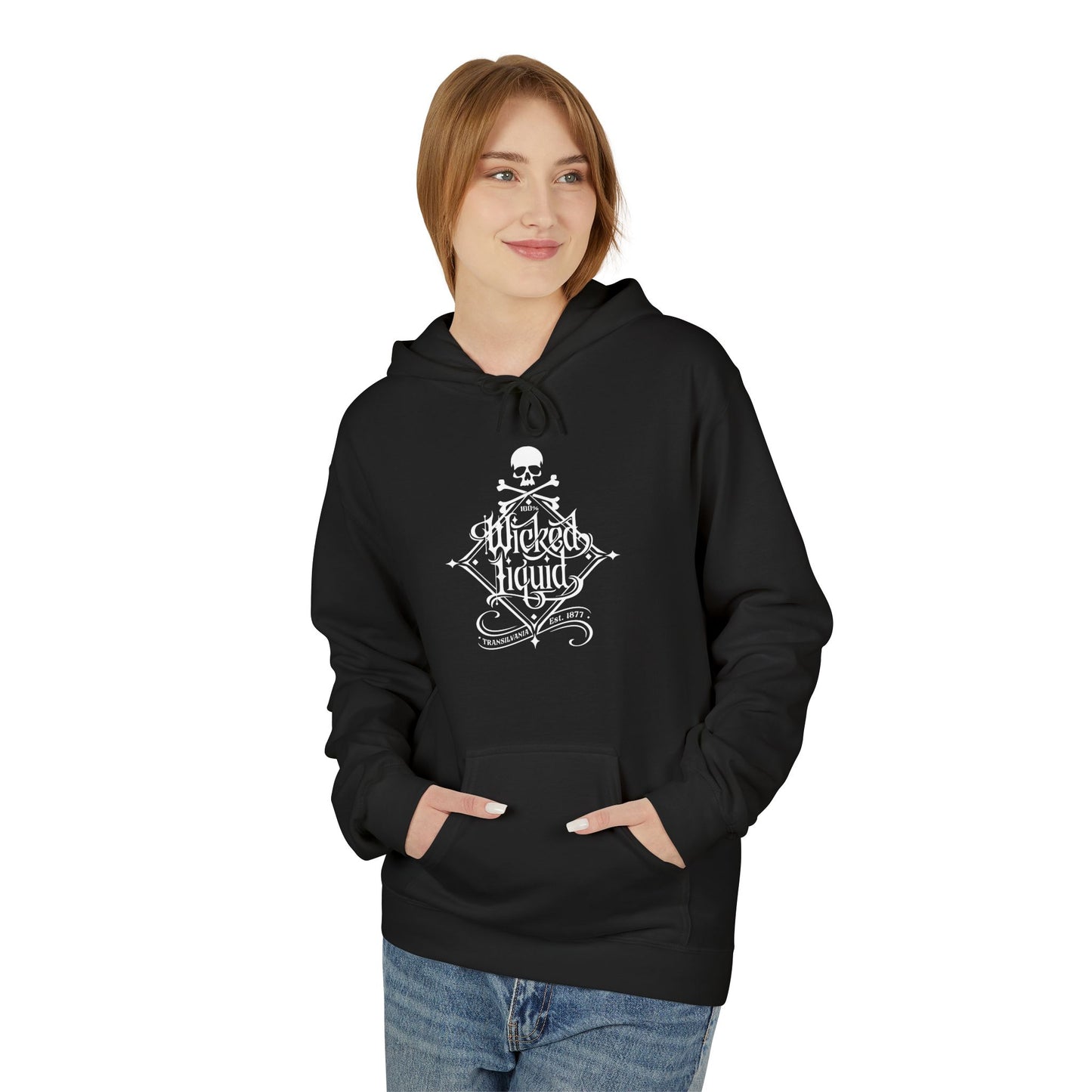 Wicked Liquid & Foolish Mortals Hoodie | Unisex Halloween Apparel, Cozy Sweatshirt, Gift for Spooky Season, Casual Layering, Gothic Style