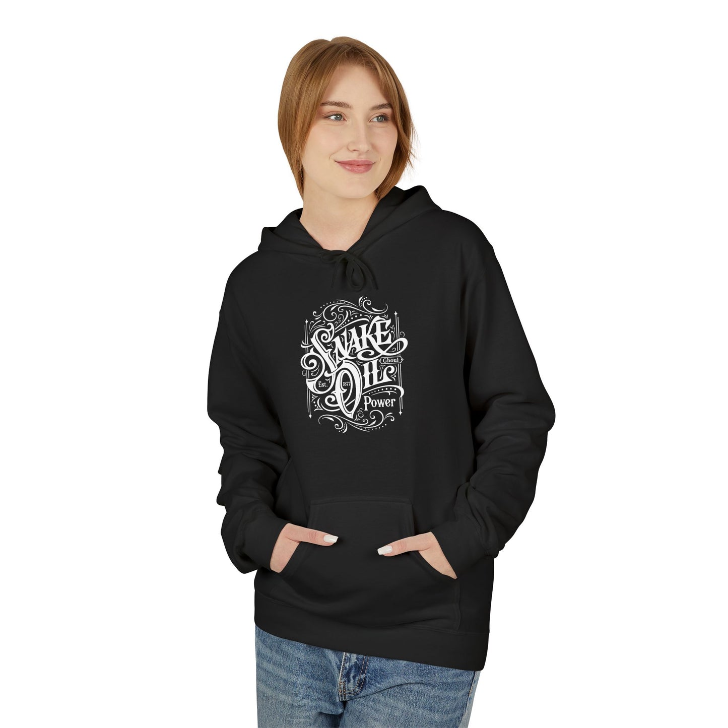 Snake Oil & Foolish Mortals Hoodie | Unisex Halloween Apparel, Cozy Sweatshirt, Gift for Spooky Season, Casual Layering, Gothic Style