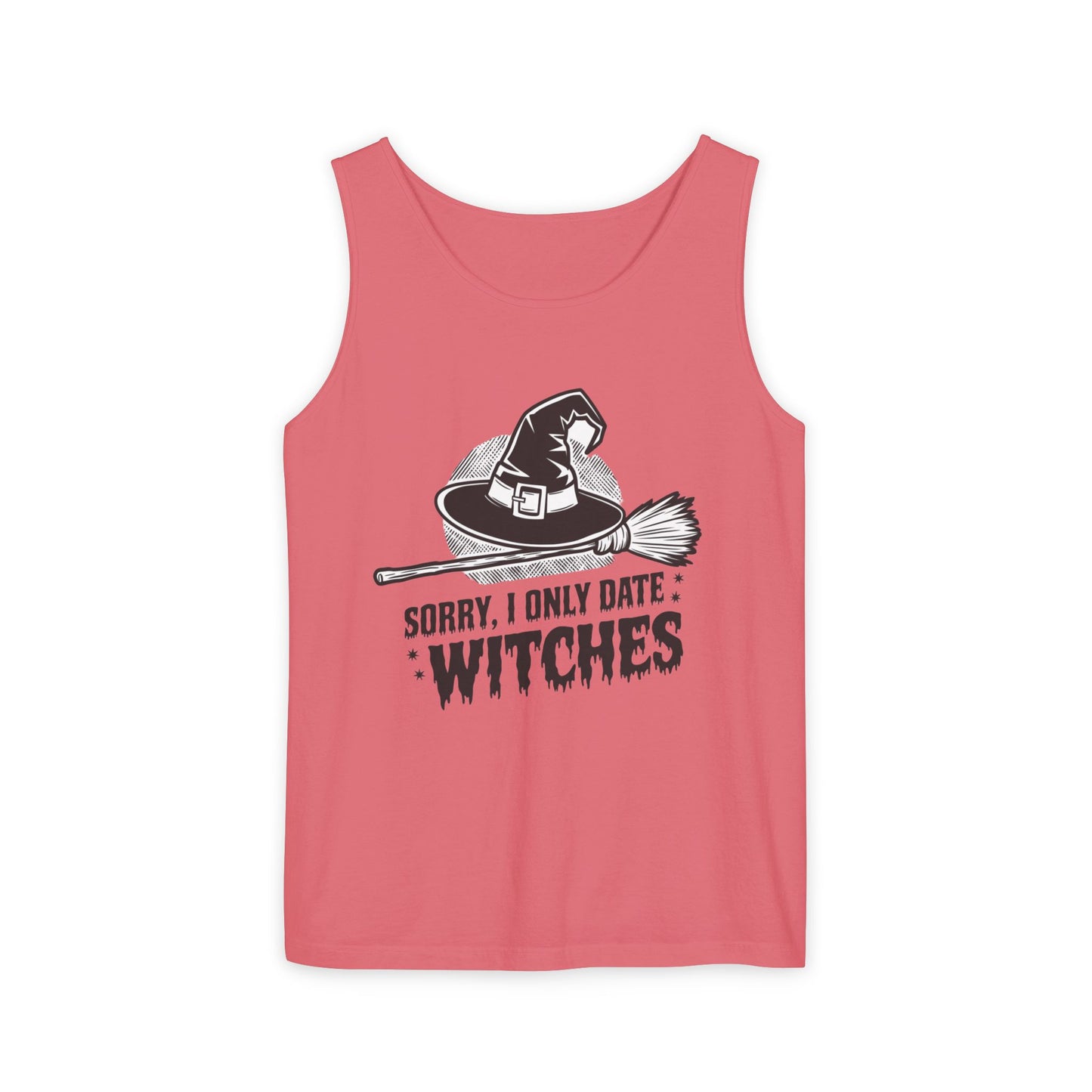 Funny Witches Date Tank Top - Unisex Garment-Dyed Tee for Halloween