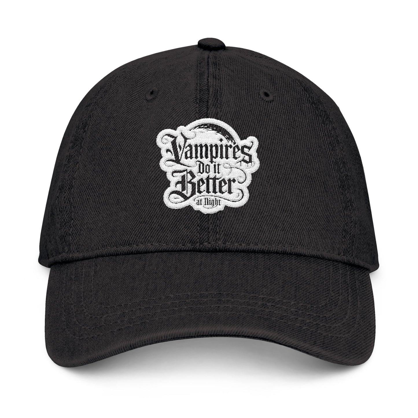 Vampires Do It Better Denim Hat - Stylish Embroidered Cap for Night Owls
