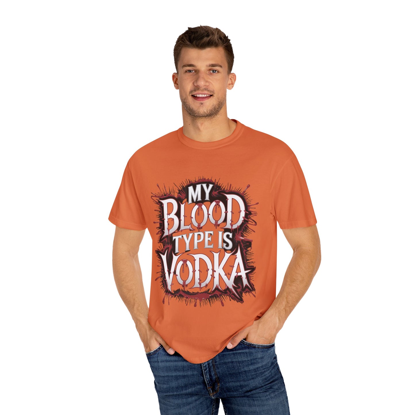 My Blood Type is Vodka Unisex Garment-Dyed T-Shirt | Fun Party Apparel