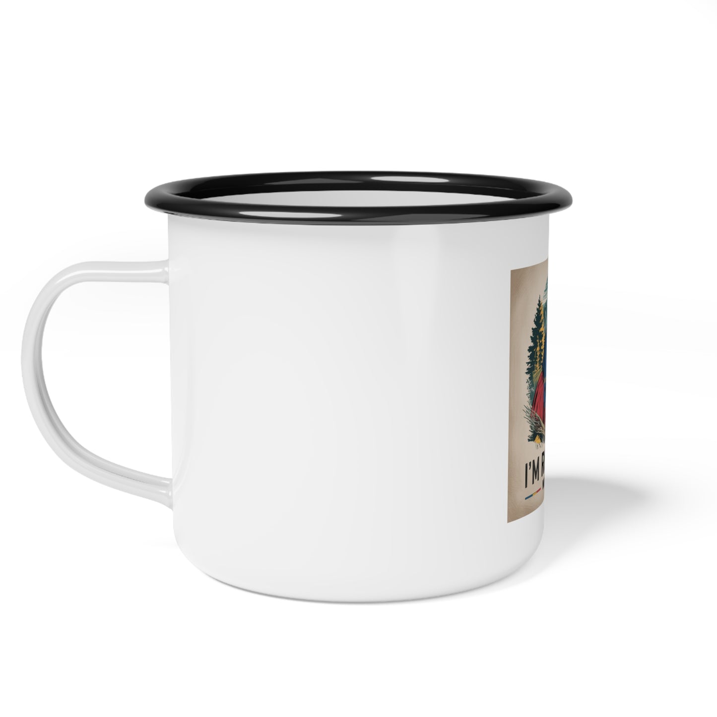 Vintage Enamel Camp Cup - 'I'm Romanian, We Don't Chill'