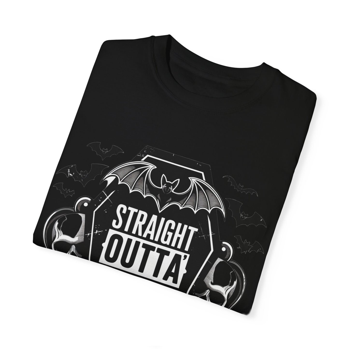 Straight Outta The Coffin Unisex Garment-Dyed T-Shirt | Spooky Halloween Tee