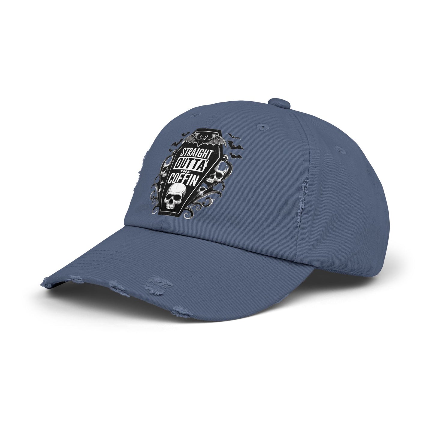 Straight Outta Coffin Distressed Cap - Unisex Skull Hat