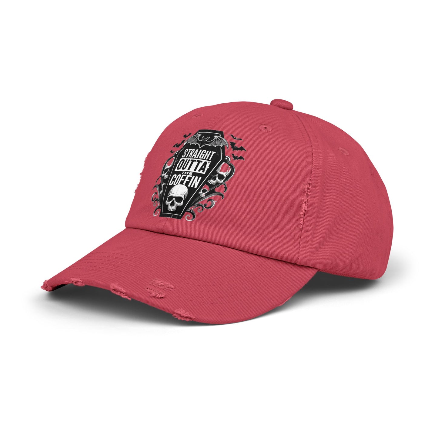 Straight Outta Coffin Distressed Cap - Unisex Skull Hat