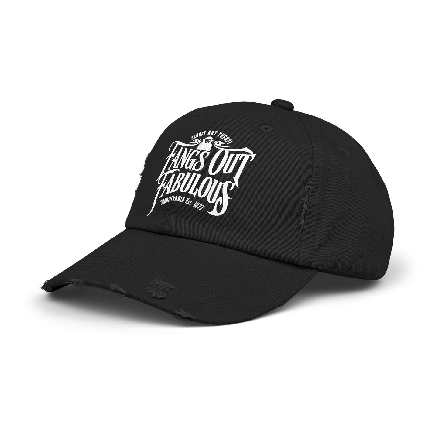 Fangs Out 1 Distressed Cap - Casual Style Hat for Everyday Use, Gift for Friends, Men and Women, Relaxed Vibe, Fun Occasion