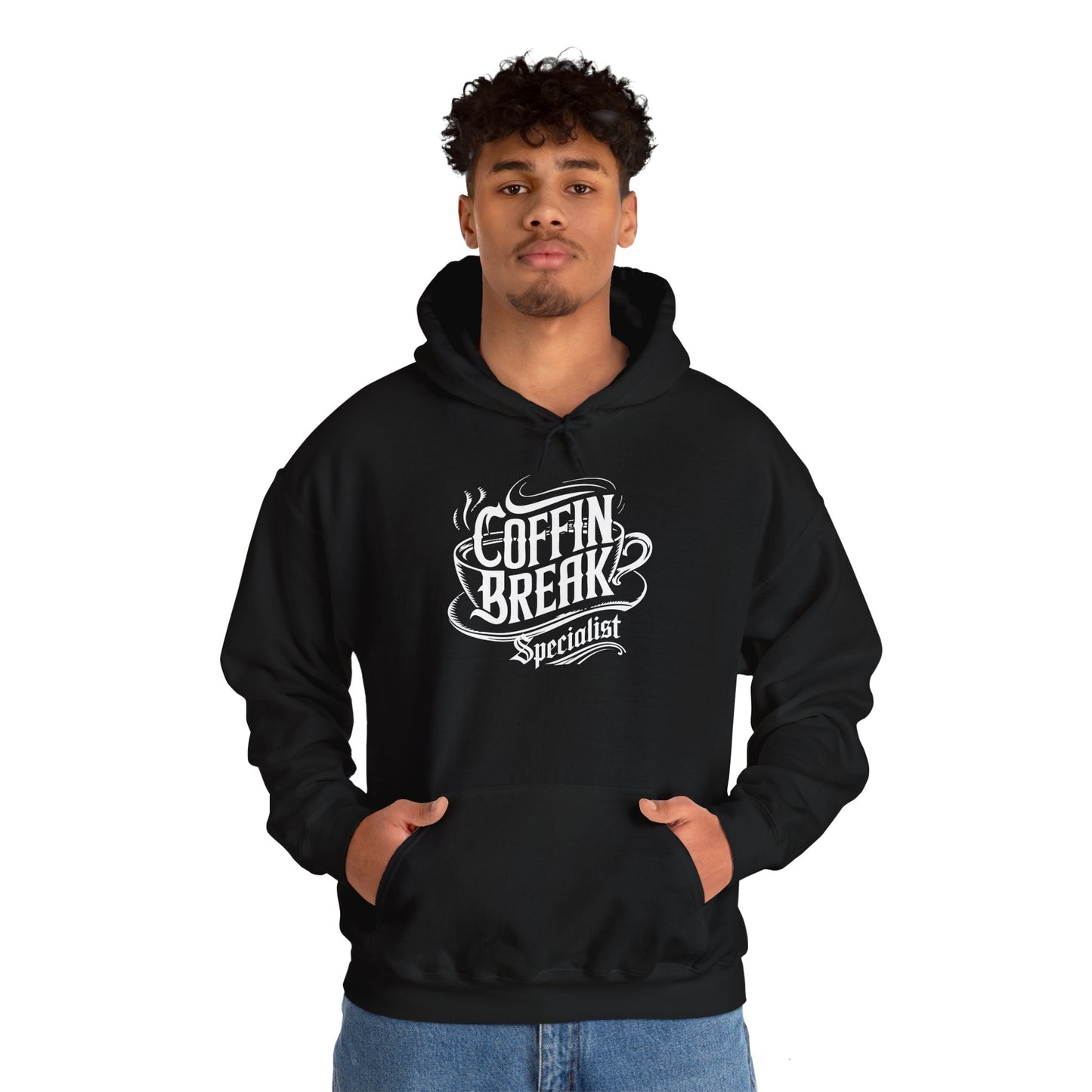 Coffin Break Specialist Unisex Heavy Blend Hoodie - Perfect for Eerie Evenings and Halloween Celebrations
