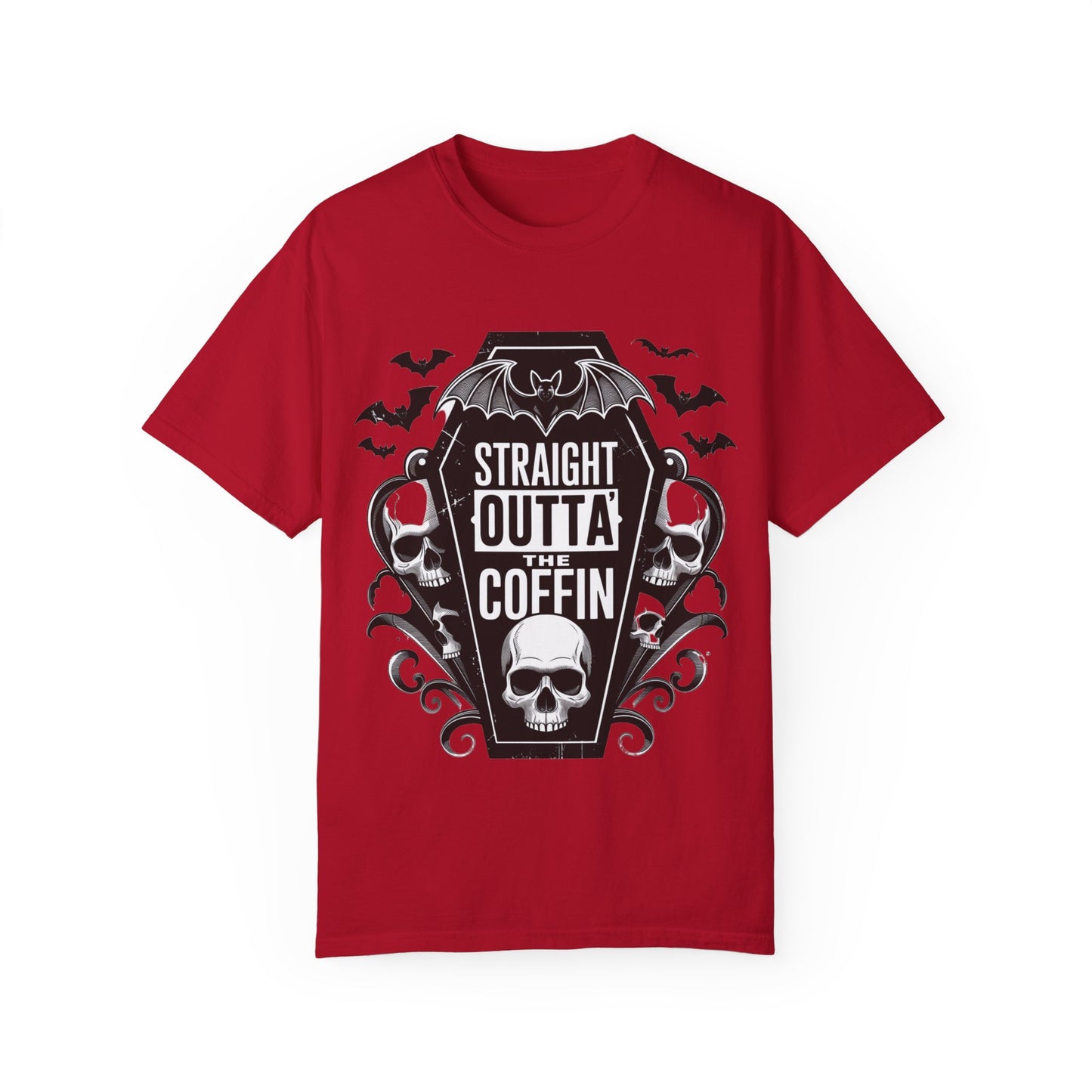 Straight Outta The Coffin Unisex Garment-Dyed T-Shirt | Spooky Halloween Tee