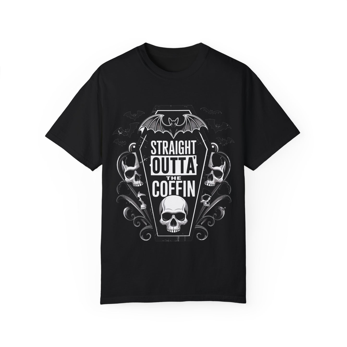 Straight Outta The Coffin Unisex Garment-Dyed T-Shirt | Spooky Halloween Tee