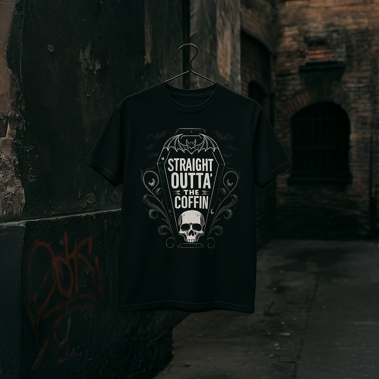Straight Outta The Coffin Unisex Garment-Dyed T-Shirt | Spooky Halloween Tee