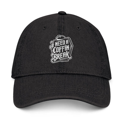 Need a Coffin Break Embroidered Denim Hat - Fun & Edgy Cap for Casual Style