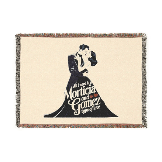 Morticia and Gomez Love Woven Blanket - Cozy Throw for Romantic Nights