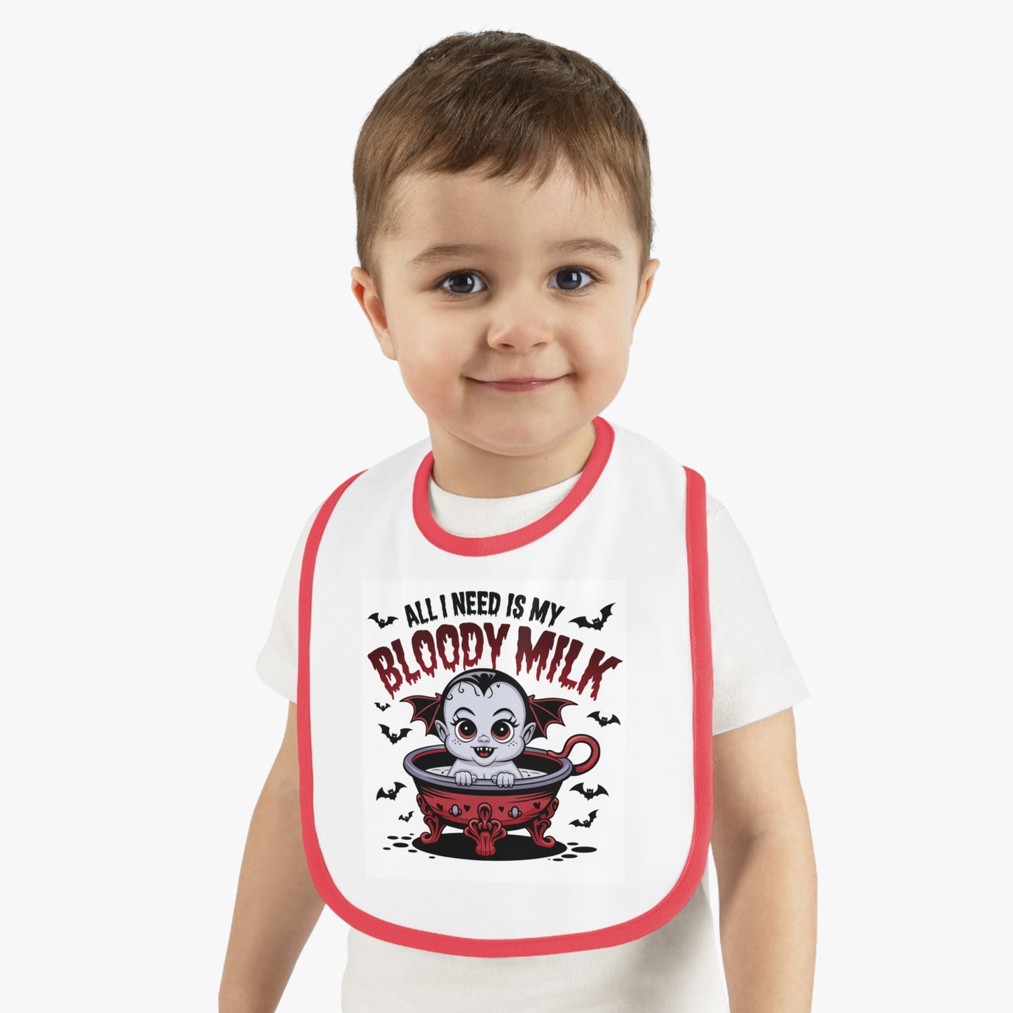 Baby Halloween Bib - 'All I Need Is My Bloody Milk' Contrast Trim