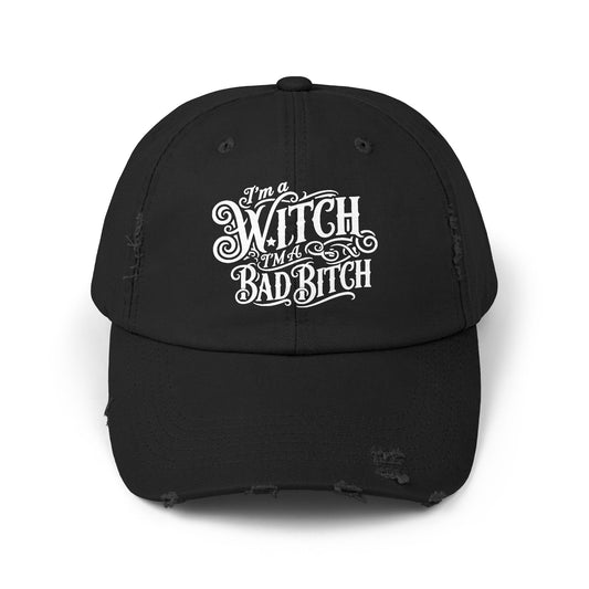 Bad Witch Distressed Cap - Casual Style Hat for Everyday Use, Gift for Friends, Men and Women, Relaxed Vibe, Fun Occasion