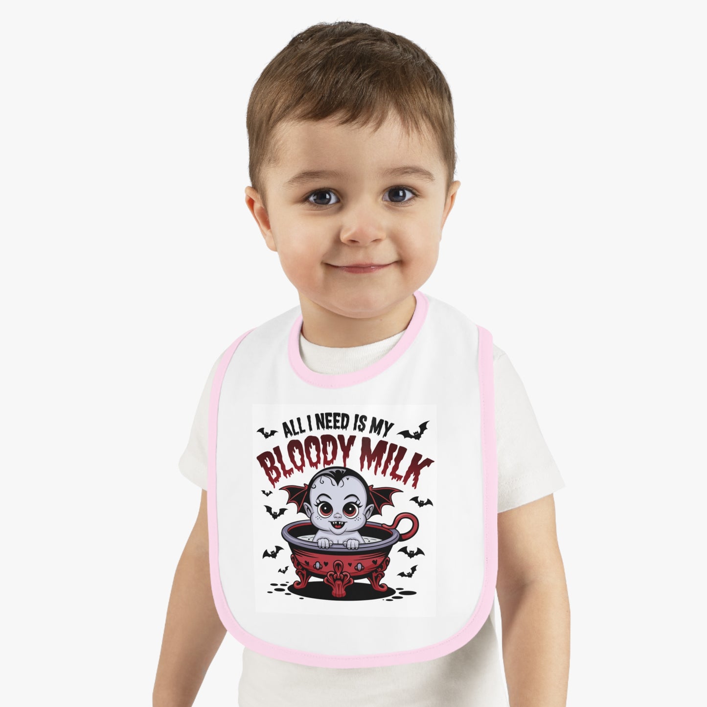 Baby Halloween Bib - 'All I Need Is My Bloody Milk' Contrast Trim