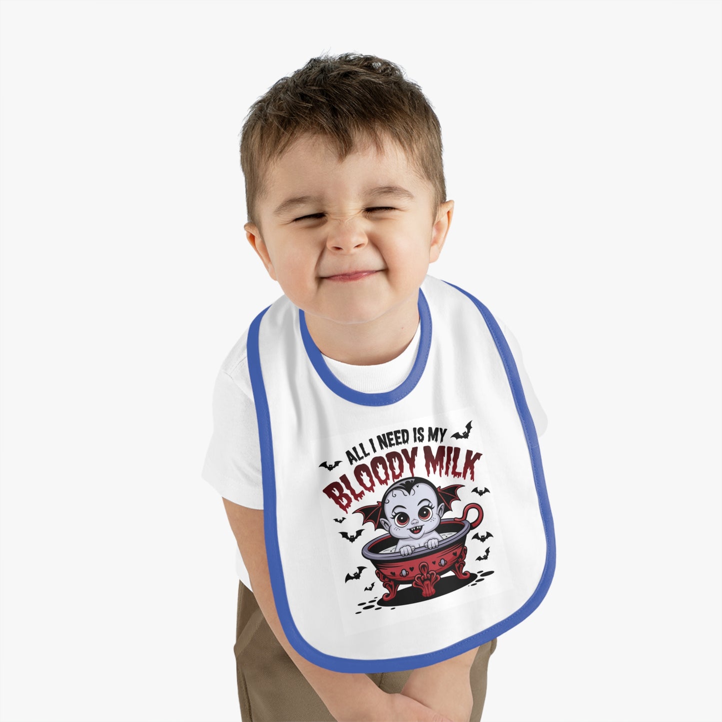 Baby Halloween Bib - 'All I Need Is My Bloody Milk' Contrast Trim