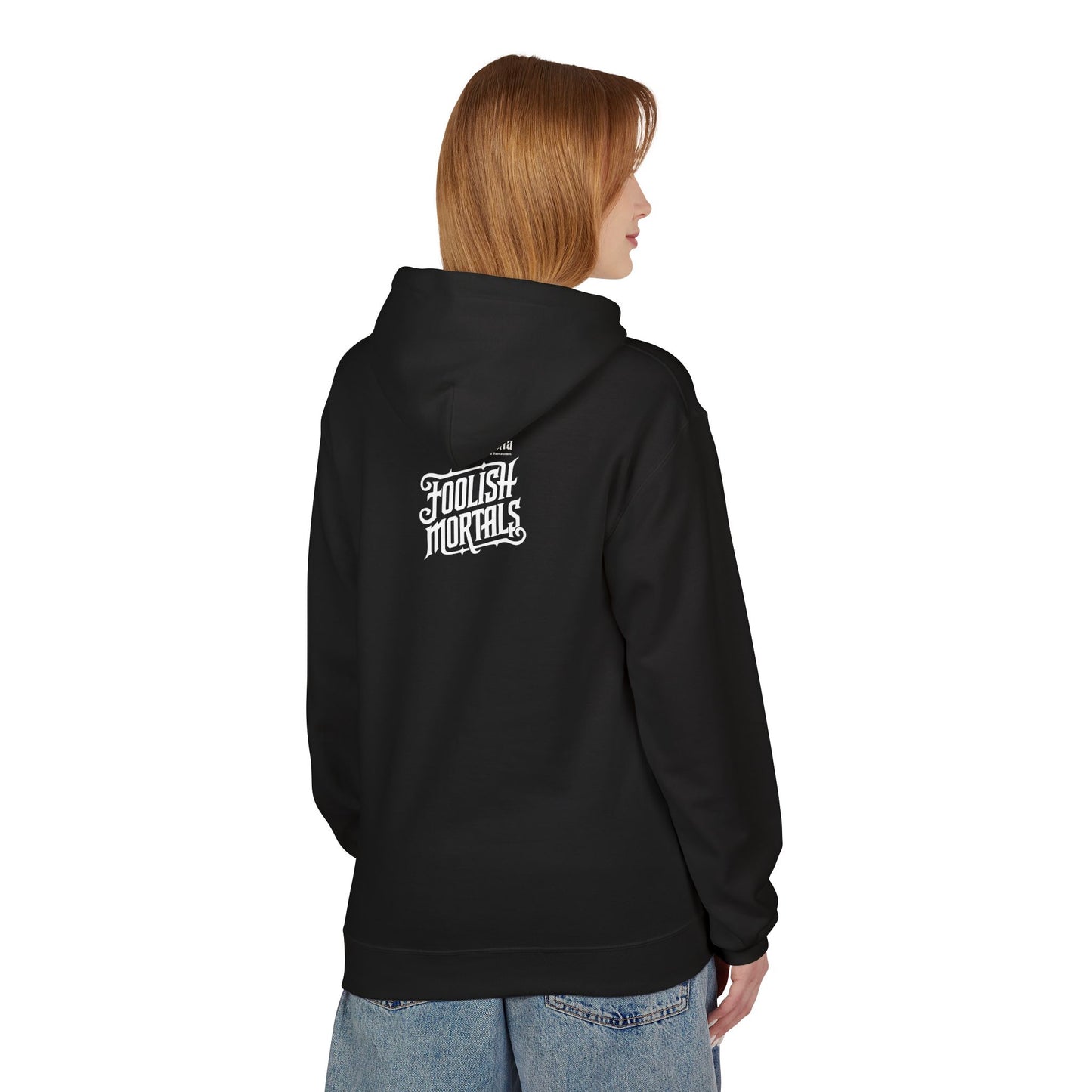 Bad Wich & Foolish Mortals Hoodie | Unisex Halloween Apparel, Cozy Sweatshirt, Gift for Spooky Season, Casual Layering, Gothic Style