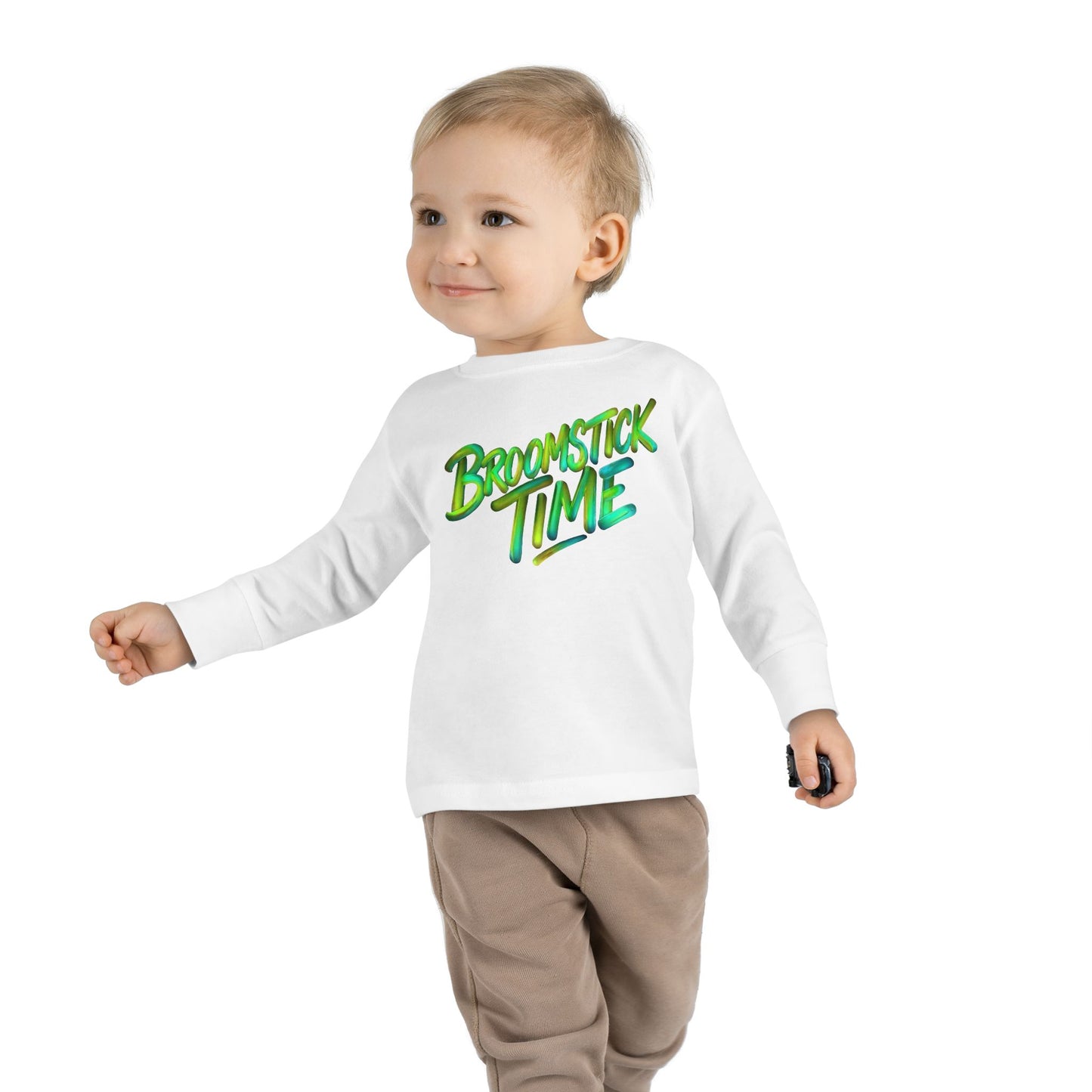 Little Monsters | Broomstick Time | Toddler Long Sleeve Tee | Fun Kids Shirt, Cute Outfit, Playtime Apparel
