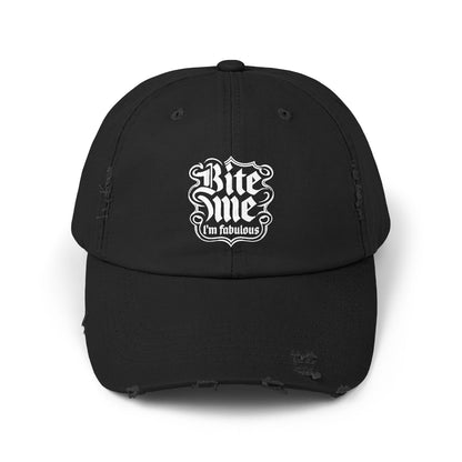 Unisex Distressed Cap - 'Bite Me I'm Fabulous' Fashion Hat for Trendy Style