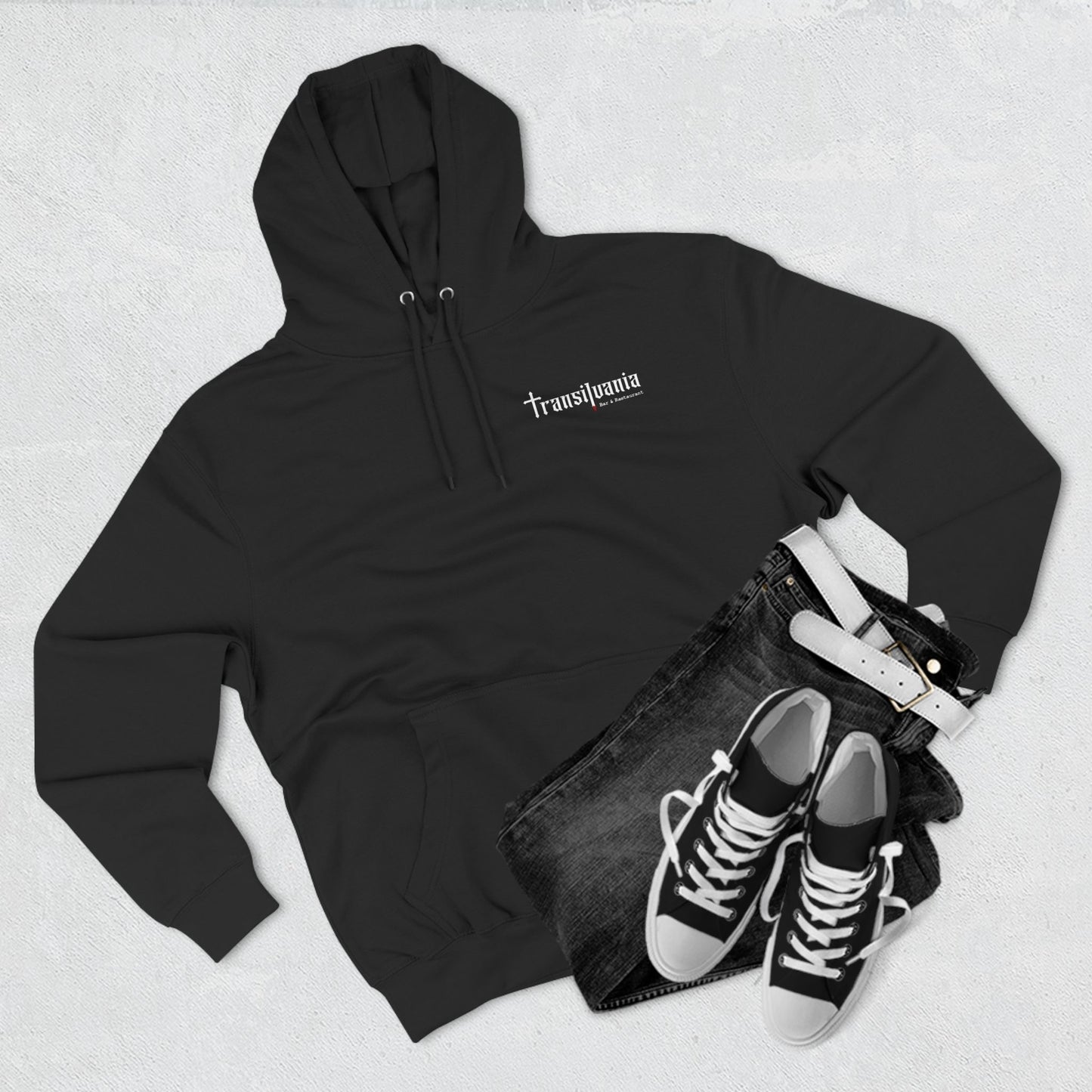 Gothic Three-Panel Fleece Hoodie - Unique Design for Dark Aesthetic Enthusiasts
