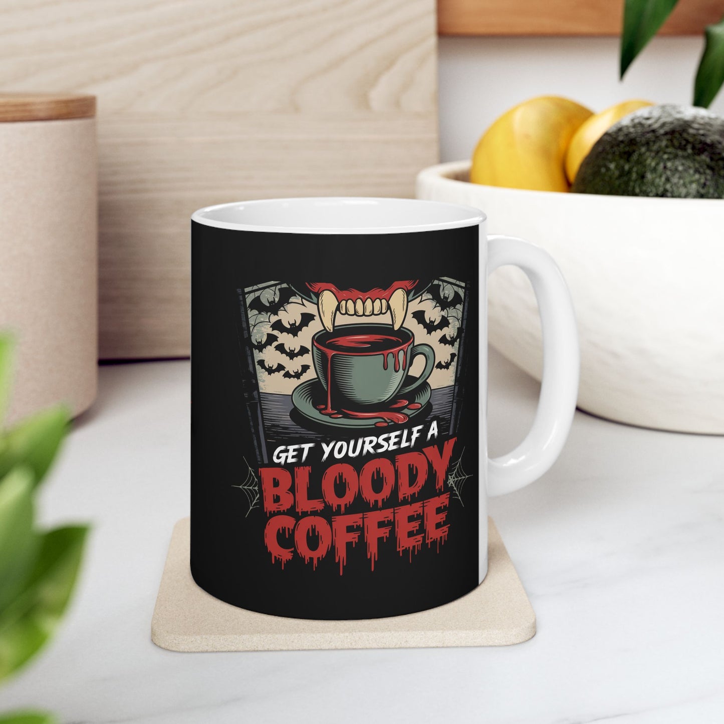 Halloween Themed Ceramic Mug - 'Get Yourself a Bloody Coffee'