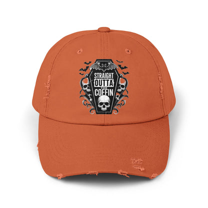 Straight Outta Coffin Distressed Cap - Unisex Skull Hat