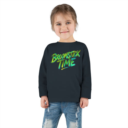 Little Monsters | Broomstick Time | Toddler Long Sleeve Tee | Fun Kids Shirt, Cute Outfit, Playtime Apparel