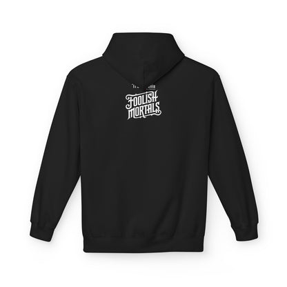 Bad Wich & Foolish Mortals Hoodie | Unisex Halloween Apparel, Cozy Sweatshirt, Gift for Spooky Season, Casual Layering, Gothic Style