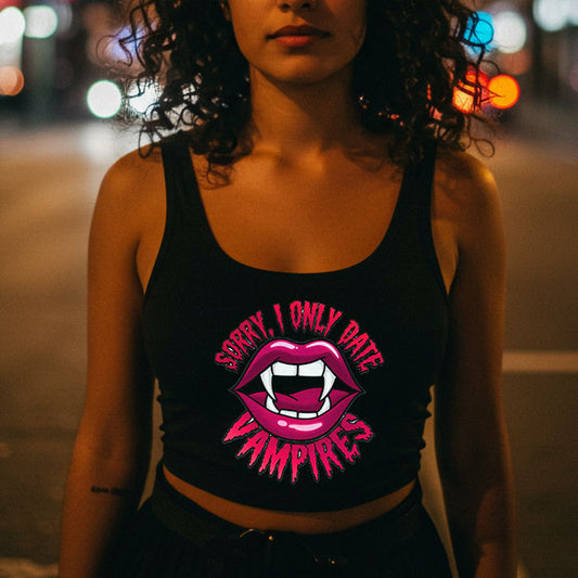 Sorry I Only Date Vampires Women's Racerback Tank Top - Fun Spooky Shirt for Halloween Lovers