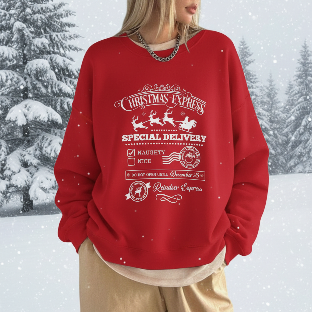 Naughty's Express Sweatshirt - Funny Santa Beard Holiday Crewneck