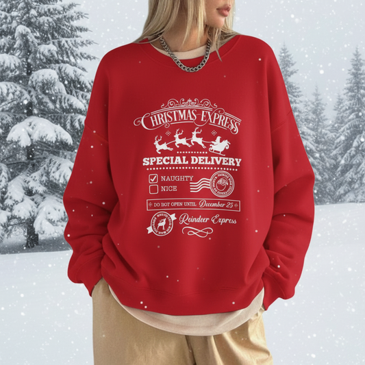 Naughty's Express Sweatshirt - Funny Santa Beard Holiday Crewneck