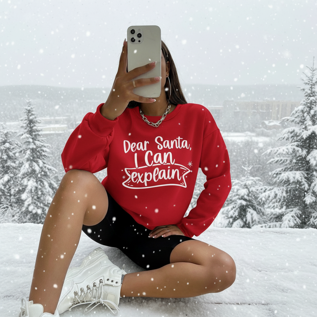 Dear Santa Sweatshirt - Funny Santa Beard Holiday Crewneck