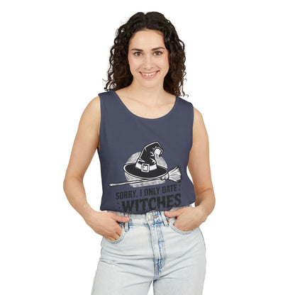 Funny Witches Date Tank Top - Unisex Garment-Dyed Tee for Halloween