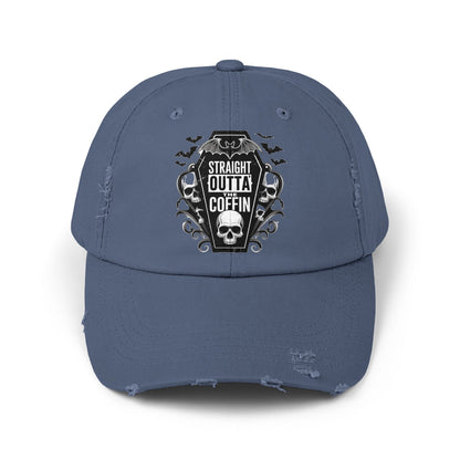 Straight Outta Coffin Distressed Cap - Unisex Skull Hat