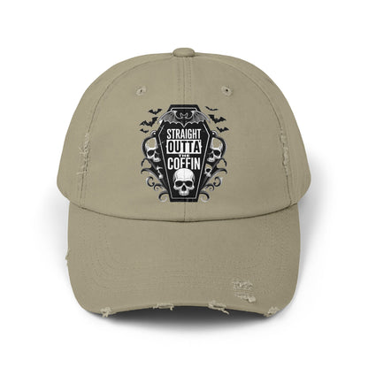 Straight Outta Coffin Distressed Cap - Unisex Skull Hat