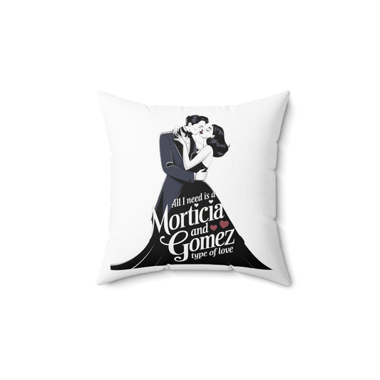 Morticia & Gomez Love Square Pillow - Gothic Home Decor for Couples
