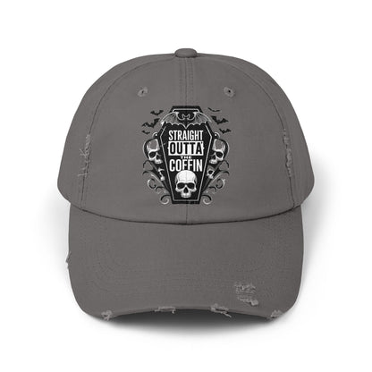 Straight Outta Coffin Distressed Cap - Unisex Skull Hat