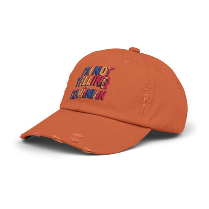 Funny Unisex Distressed Cap - 'I'm Not Yelling, I'm Romanian'