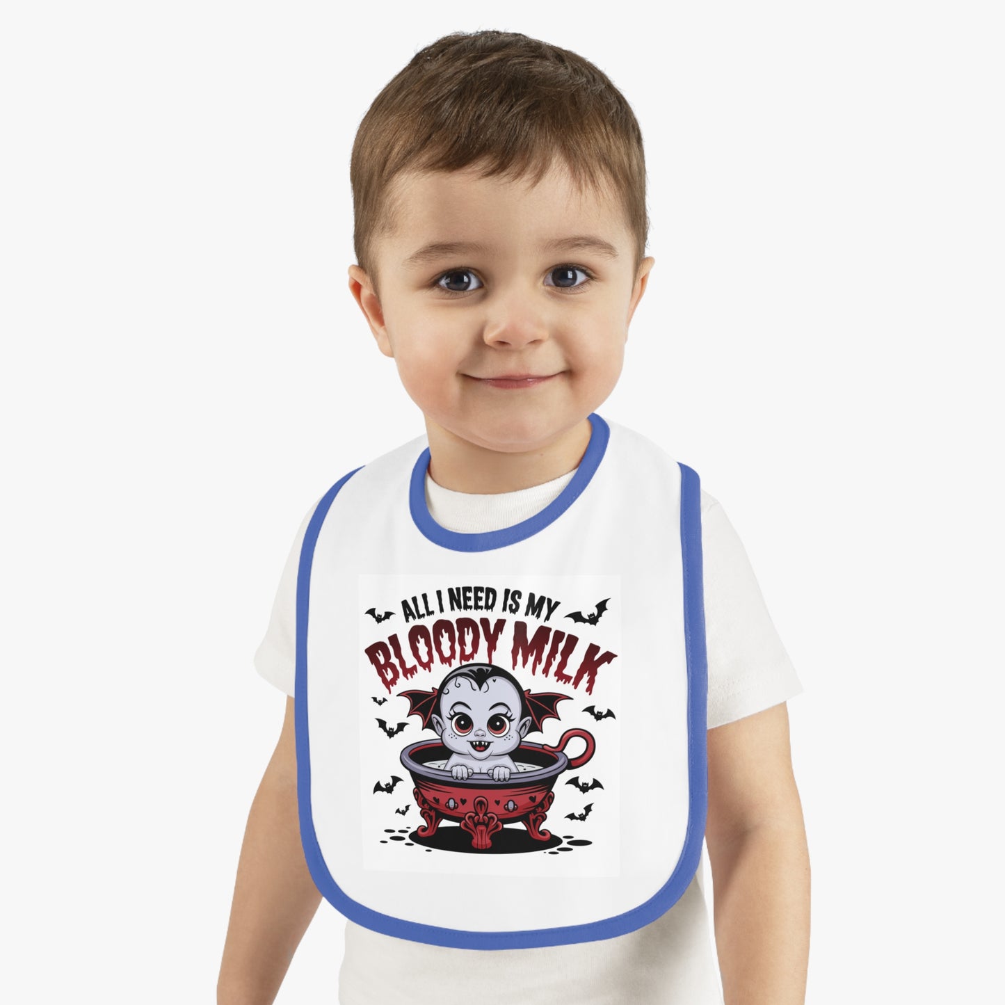 Baby Halloween Bib - 'All I Need Is My Bloody Milk' Contrast Trim