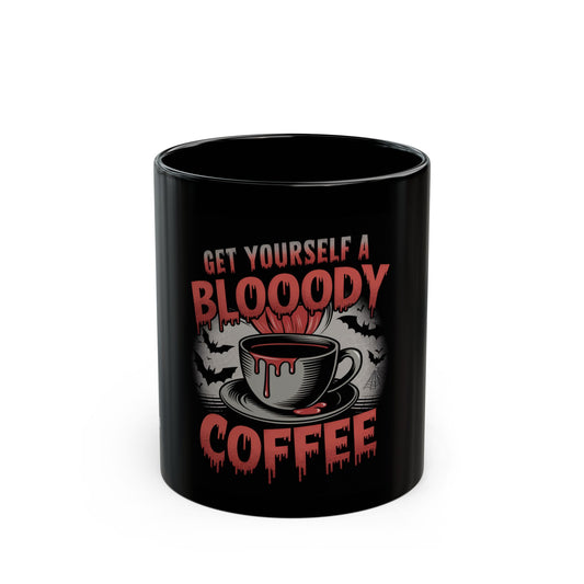 Halloween Themed Black Coffee Mug - "Get Yourself a Blooody Coffee"